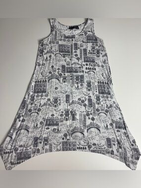 Cynthia Rowley Italian Scenic Dress 1X Venice Pisa Toile Midi Cottagecore